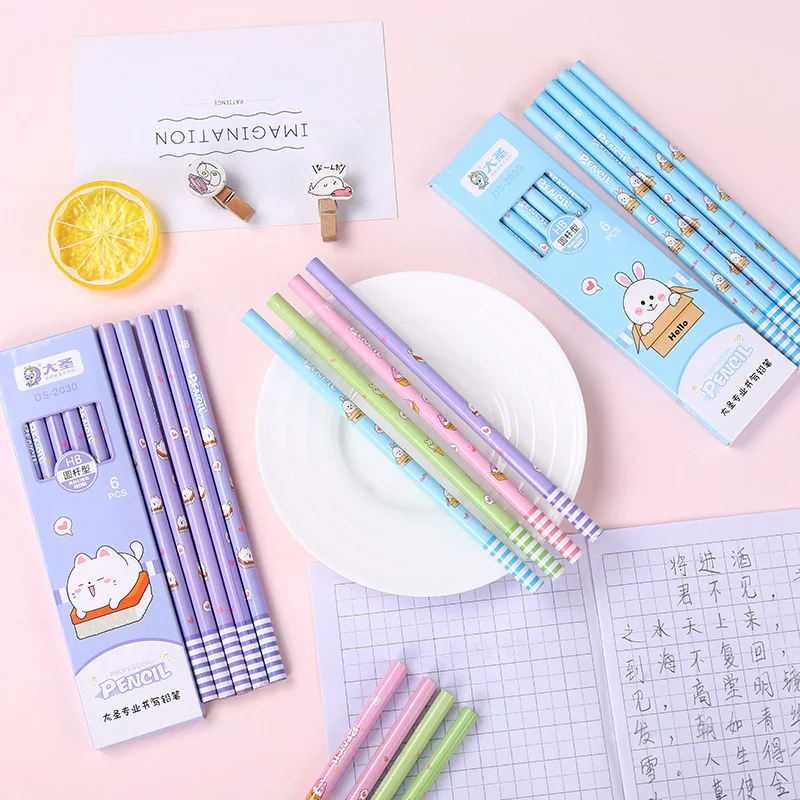 6Pcs/lot Student Wooden Pencil With Eraser HB Cute Kawaii Cartoon Pencil School Office Stationery Health Standard Pencils Gift
6Pcs/lot Student Wooden Pencil With Eraser HB Cute Kawaii Cartoon Pencil School Office Stationery Health Standard Pencils Gift