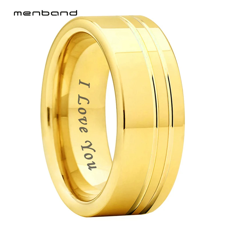 

8mm Tungsten Carbide Rings Men Women Wedding Band Two Offset Grooves Polished/Brushed Finish Comfort Fit