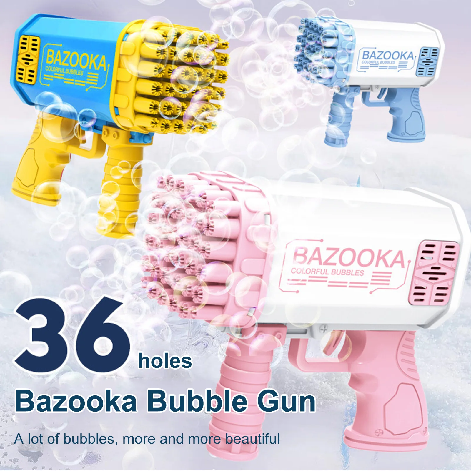36-Hole Gatlin Bubble Guns Automatic Rocket Bubble Machine Electric Soap Bubble Maker Toys for Children Summer Ourdoor Toys
36-Hole Gatlin Bubble Guns Automatic Rocket Bubble Machine Electric Soap Bubble Maker Toys for Children Summer Ourdoor Toys