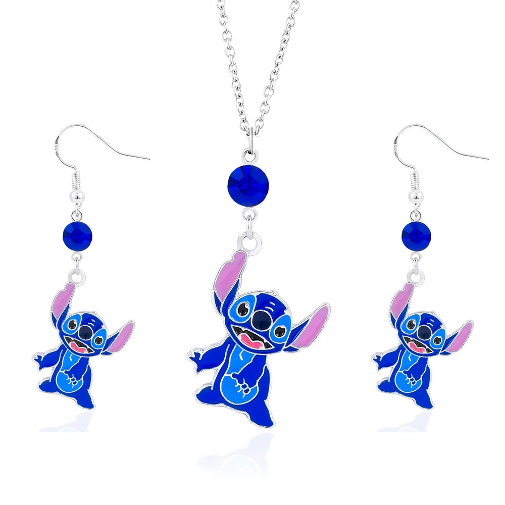 Anime Stitch Pendant Necklace and Earrings Blue Enamel Pendant and Crystal Necklace Jewelry Accessories Gift for Women Girls
Anime Stitch Pendant Necklace and Earrings Blue Enamel Pendant and Crystal Necklace Jewelry Accessories Gift for Women Girls