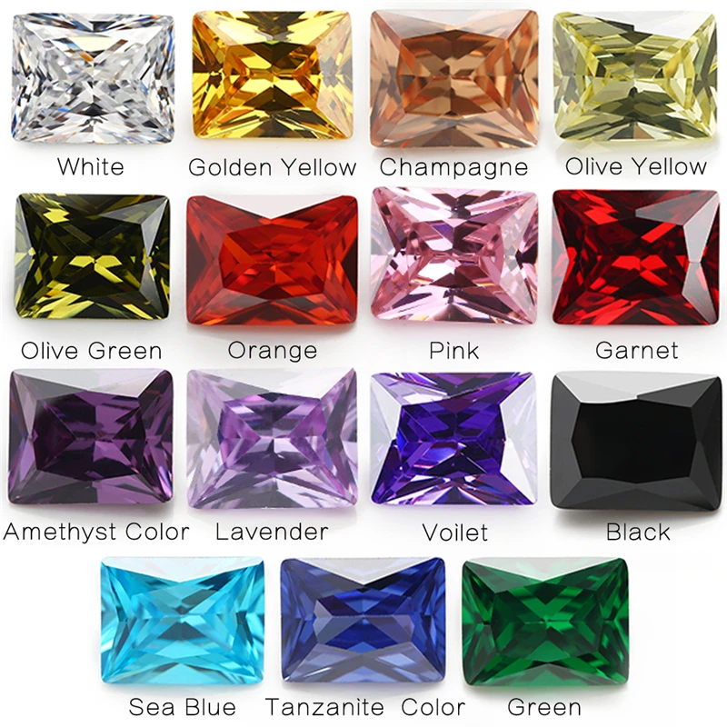 

1PCS Per Colors Total 15pcs Size 4x6mm ~ 10x12mm Retangle Shape Loose Cubic Zirconia Stone For Jewelry DIY 2022