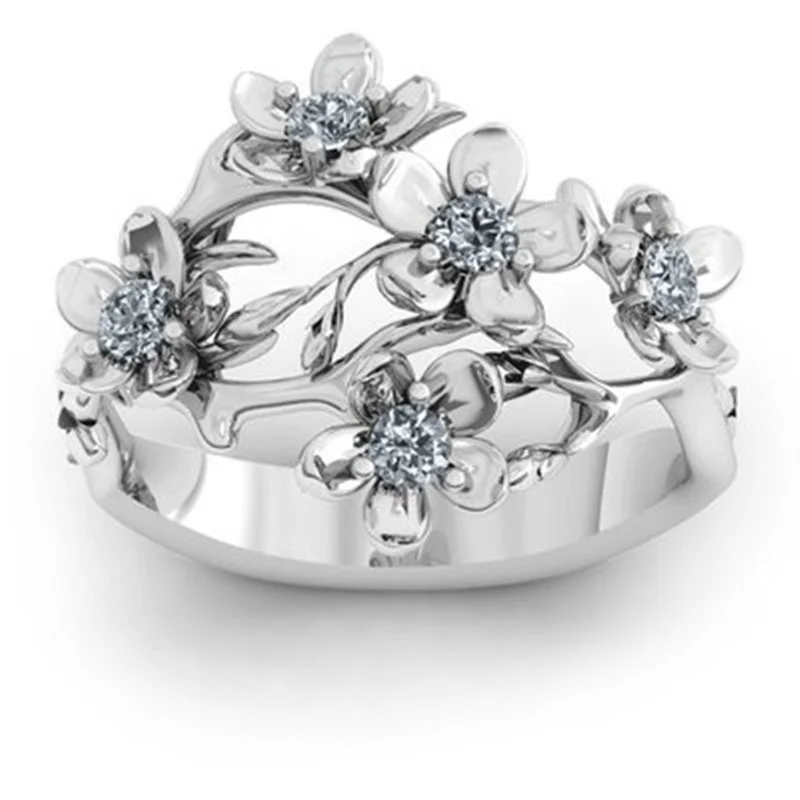 Vintage Temperament Inlaid White Zircon Flower Rings For Women Geometric Irregular Stainless Steel Rings Wedding Engagement Ring
Vintage Temperament Inlaid White Zircon Flower Rings For Women Geometric Irregular Stainless Steel Rings Wedding Engagement Ring