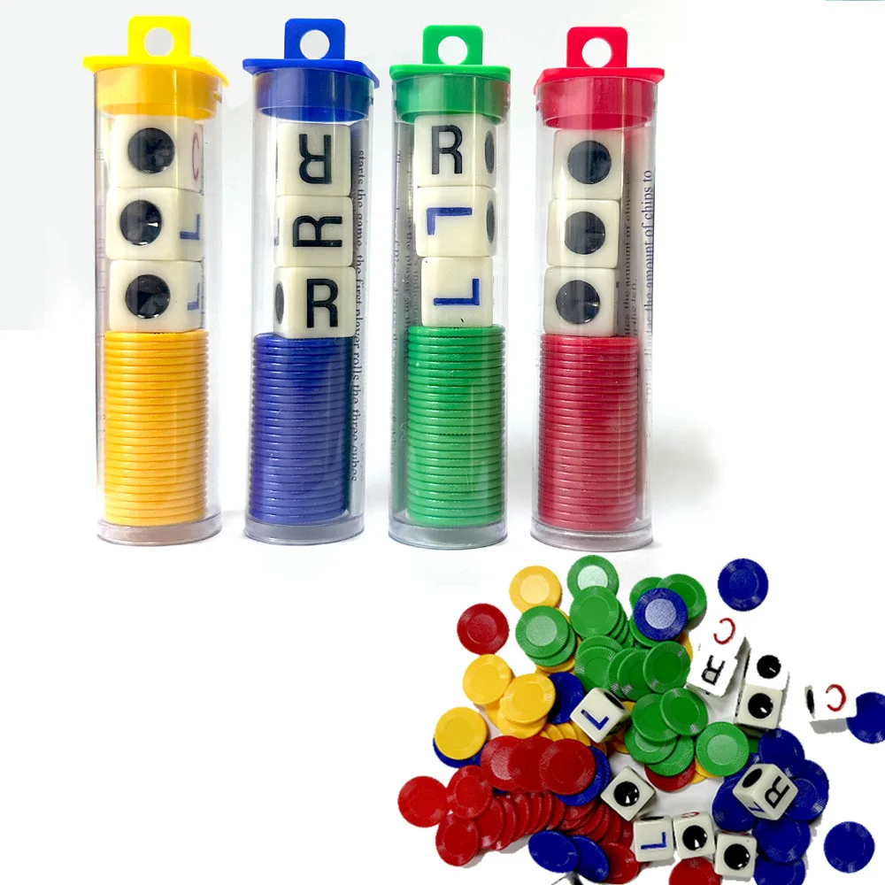

NEW Left Center Right Fun Four Color Game Dice With Chips Game Dice Parent-child Interaction Family Gathering Table Game Toys