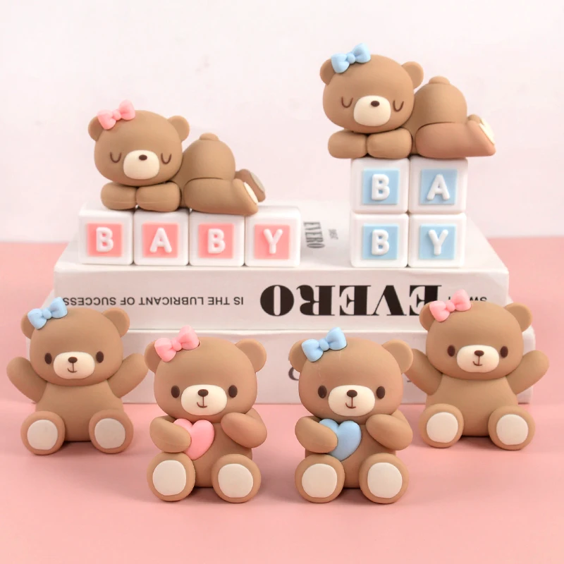 

Baby Bear Cake Toppers Ornament Kids 1st Birthday Cake Decoration Cupcake Topper Boy Girl Birthday Party Supplies Baby Shower