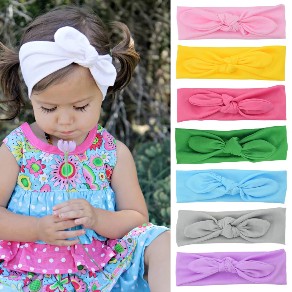

1PCS Solid Baby Girls Bow Knot Headband Cute Hair Bows Newborn Infant Headwraps Toddler Kids Hairbands Photo Props Accessories