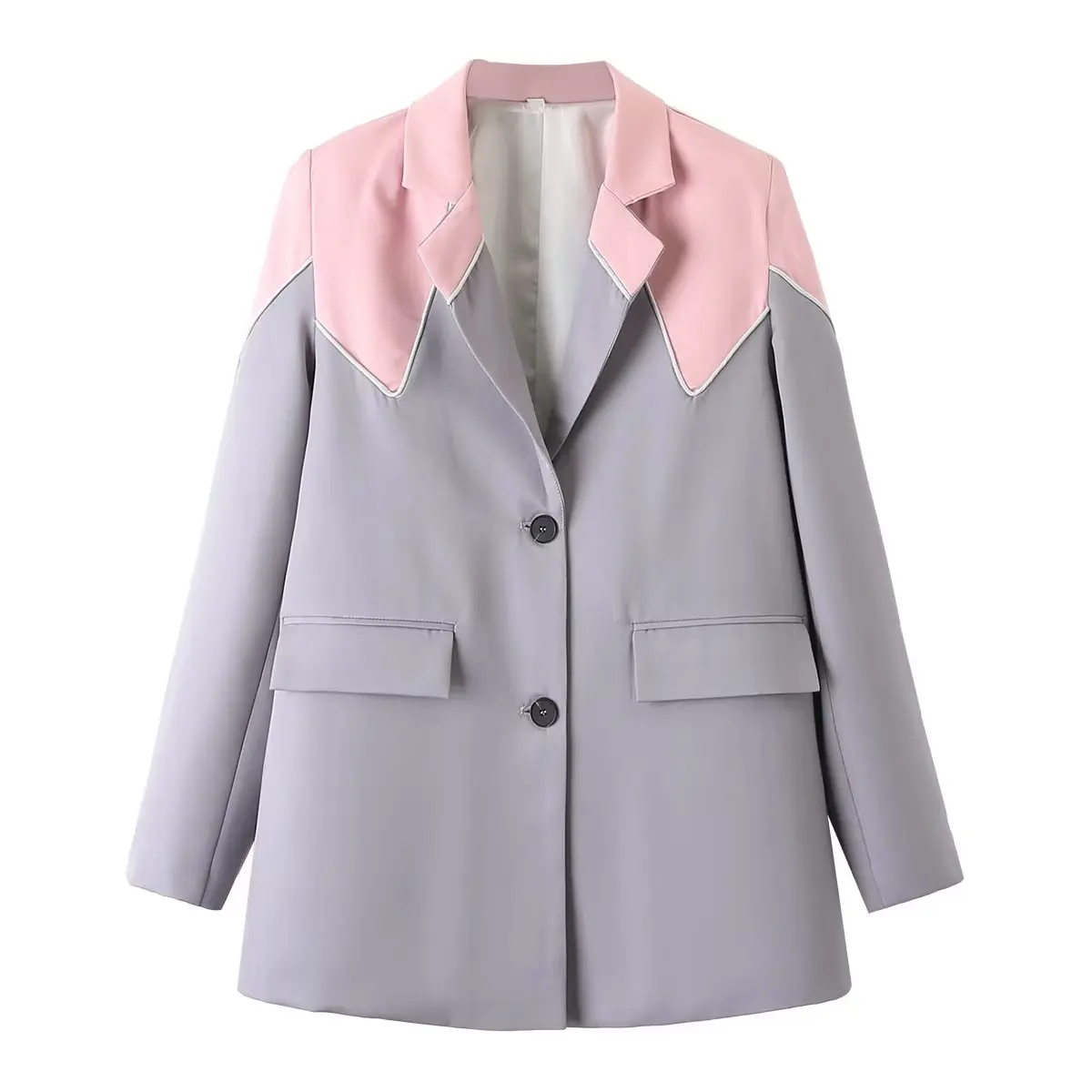 Women 2023 New Fashion Spring Contrast Color Blazer Coat Vintage Long Sleeve Pockets Relaxed Female Outerwear Chic
Women 2023 New Fashion Spring Contrast Color Blazer Coat Vintage Long Sleeve Pockets Relaxed Female Outerwear Chic