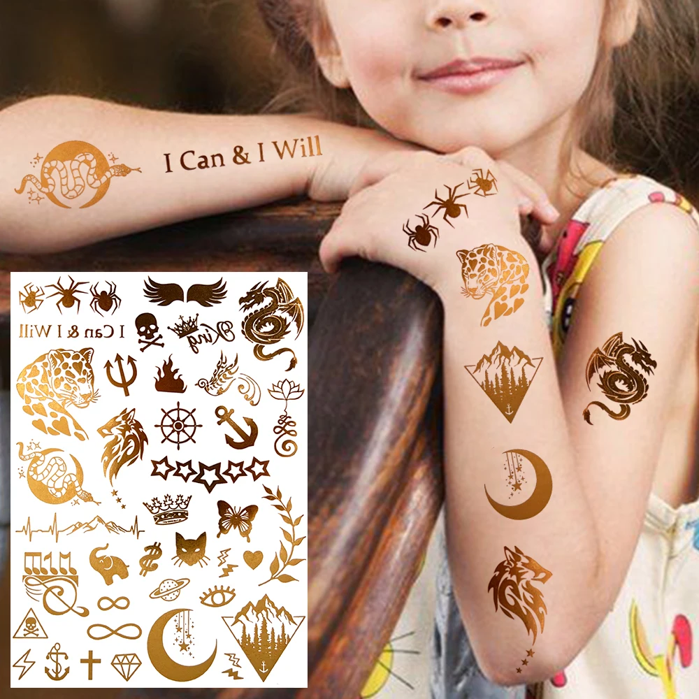 DIY Moon Dragon Star Gold Tattoo Sticker For Kods Adult Infinity Cross Spider Temporary Tattoo Realistic Arm Washable Fake Tatoo
DIY Moon Dragon Star Gold Tattoo Sticker For Kods Adult Infinity Cross Spider Temporary Tattoo Realistic Arm Washable Fake Tatoo