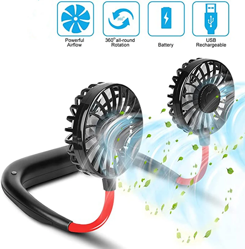 USB Portable Fan Cold Fan Hands Free Neck Fan Hanging Rechargeable Mini Sports Fan 3-Speed Adjustable Neck Dual Fan Home Office
USB Portable Fan Cold Fan Hands Free Neck Fan Hanging Rechargeable Mini Sports Fan 3-Speed Adjustable Neck Dual Fan Home Office