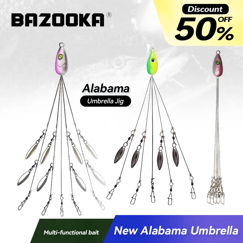 

Bazooka Umbrella Rig Alabama Fishing Lure Jigging Group Lead Jig Spinner Spoon Soft рыбалка блесна de Bass Pesca Winter Bait