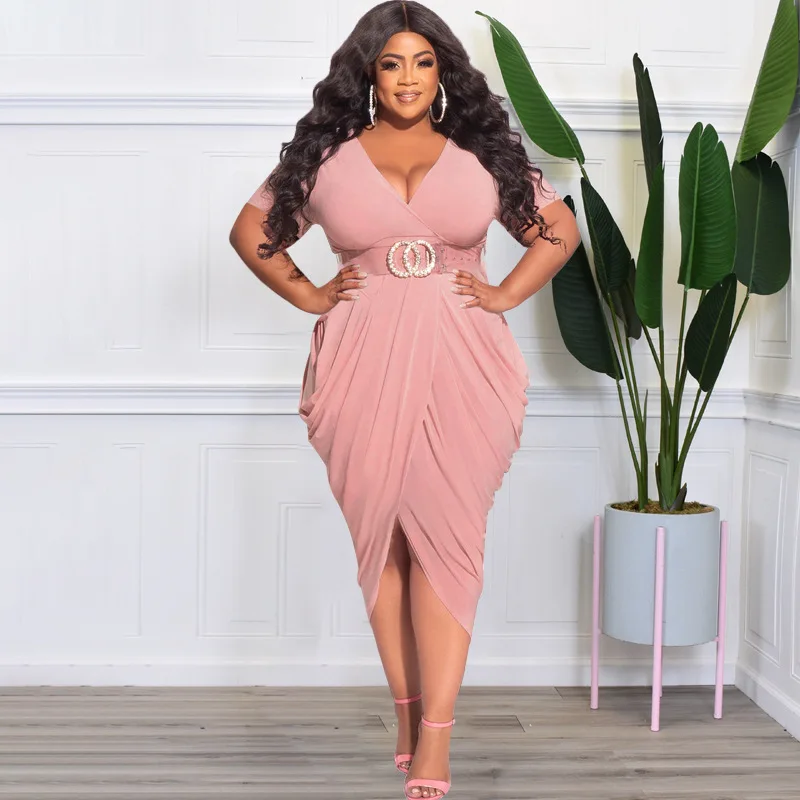 Plus-size Dresses XL-5XL 2022 New Solid Color Deep V Sexy Tight Slit Women's Dress Plus-size Women's Clothes No Belt
Plus-size Dresses XL-5XL 2022 New Solid Color Deep V Sexy Tight Slit Women's Dress Plus-size Women's Clothes No Belt