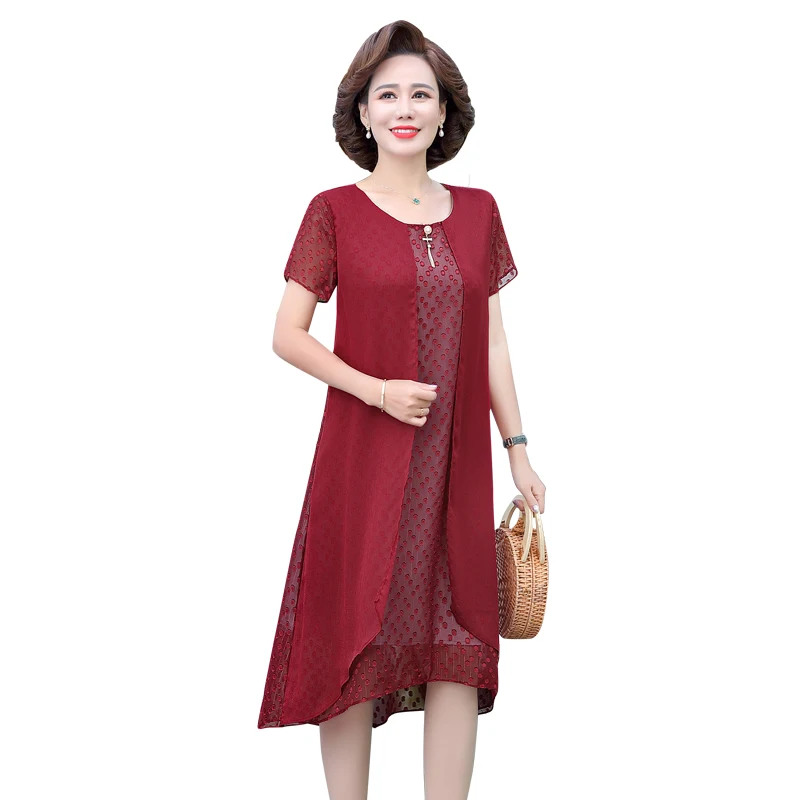 Fake Two-piece chiffon Dress Female NEW Summer Party Mother Dress vintage Dot mid-length robe femme Vestidos
Fake Two-piece chiffon Dress Female NEW Summer Party Mother Dress vintage Dot mid-length robe femme Vestidos