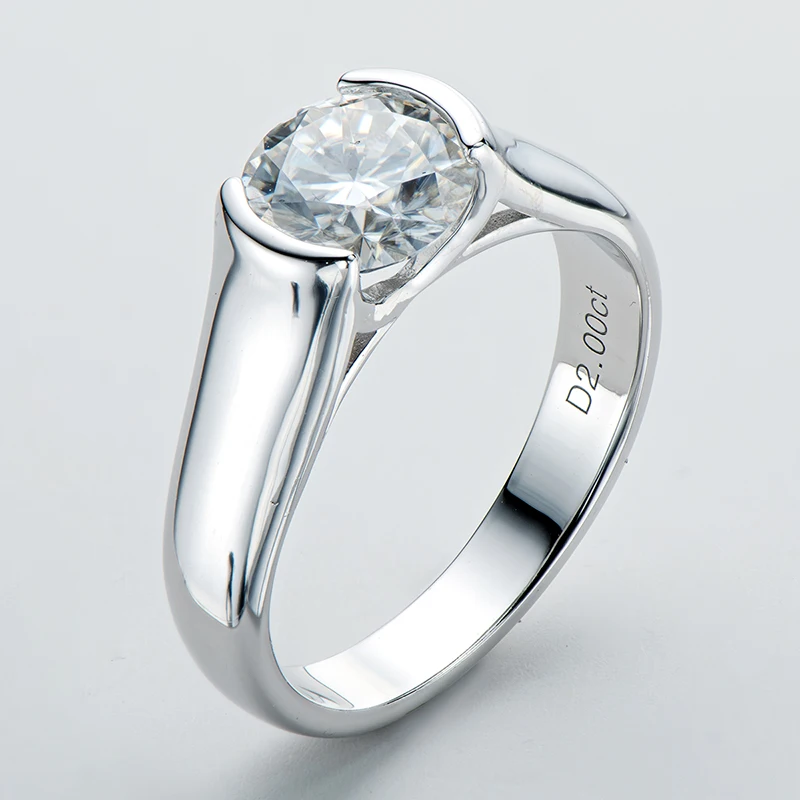 

IOGOU 2ct Moissanite Diamond Solitiare Engagement Rings For Women 100% 925 Sterling Silver Bridal Wedding Band Bezel Setting