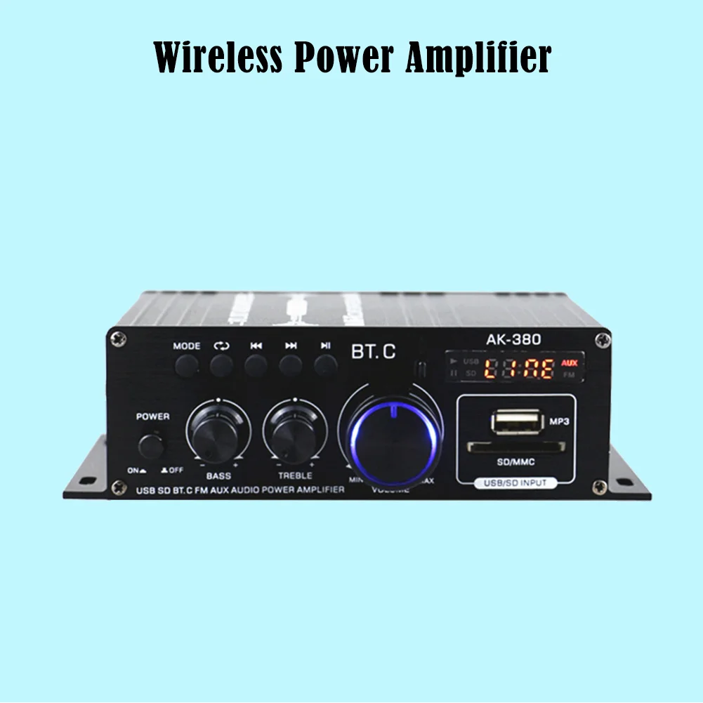 AK380 Цифровые усилители аудио 2-канальный усилитель домашнего кинотеатра HIFI бас 40 Вт + 40 Вт музыкальный плеер USB AUX караоке для дома и автомобиля
AK380 Цифровые усилители аудио 2-канальный усилитель домашнего кинотеатра HIFI бас 40 Вт + 40 Вт музыкальный плеер USB AUX караоке для дома и автомобиля