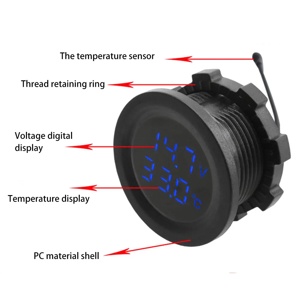 DC12-24V Car Round Temperature Voltmeter Auto Voltage Test Meter Display Digital Measurement Panel For Car Motorcycle Boat Yacht
DC12-24V Car Round Temperature Voltmeter Auto Voltage Test Meter Display Digital Measurement Panel For Car Motorcycle Boat Yacht