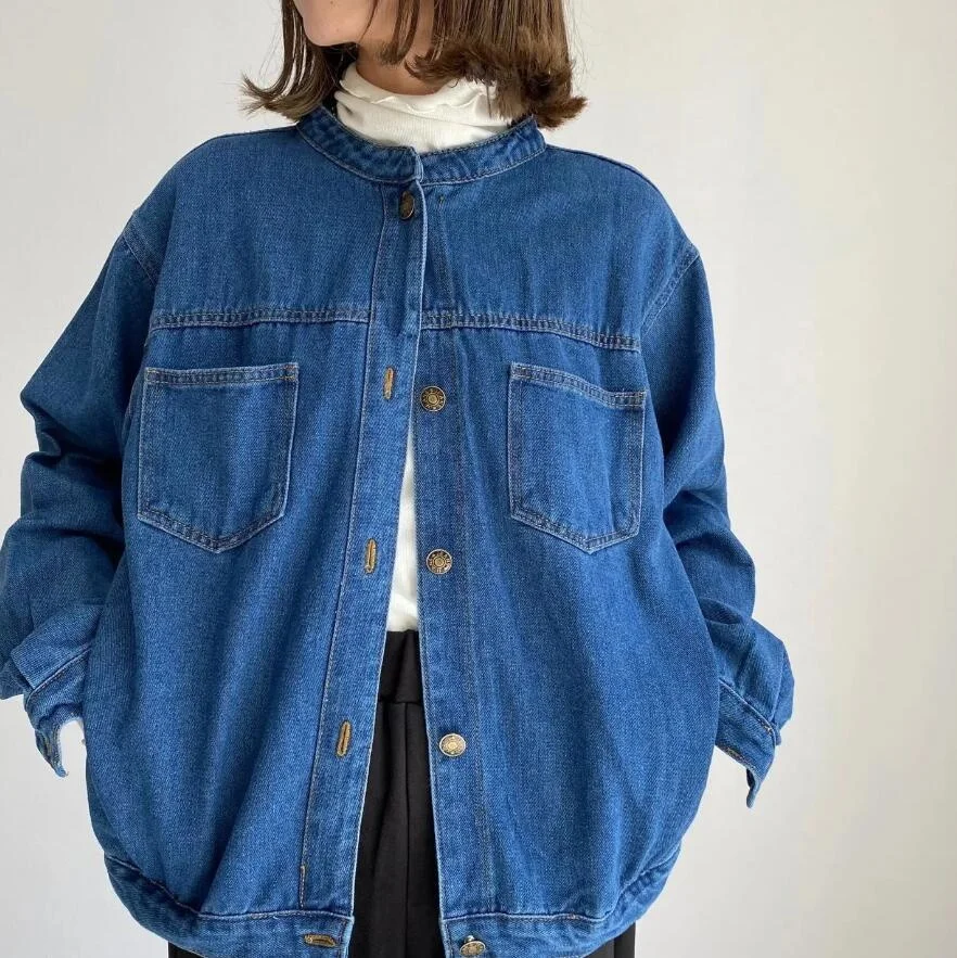 

Autumn Loose Slim Design Workwear Oversized Jean Crop Denim Cowboy Jacket Women's Versatile Top Women Coats Japan Korea Y2k Top