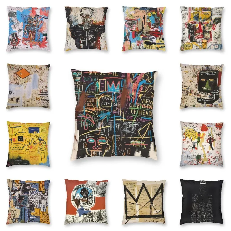 

Basquiat Famous Graffiti Cushion Cover 45x45cm Home Decor Street Pop Art Throw Pillow Case for Sofa Car