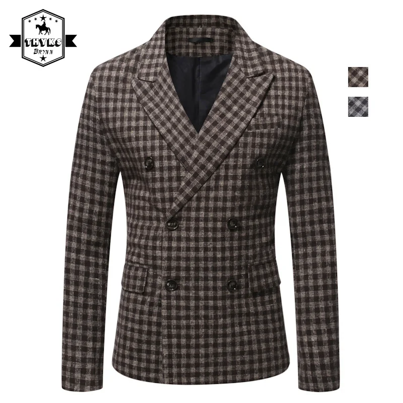 Brown Double Breasted Plaid Suit Blazers Men Fashion Jacket for Gentlemen 2022 British Style Check Blazer Coats Mens Casual Tops
Brown Double Breasted Plaid Suit Blazers Men Fashion Jacket for Gentlemen 2022 British Style Check Blazer Coats Mens Casual Tops