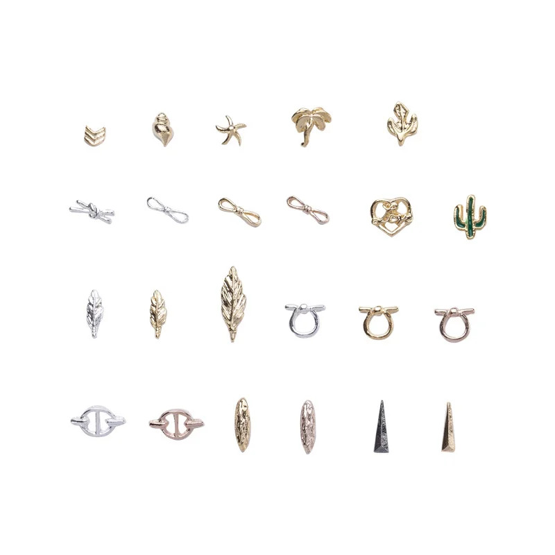 50pcs 3D Metal Nail Charms Gold Silver Nail Art Bow Leaf Simple Decorations Kawaii DIY Accessories Starfish Rhinestones Jewelry
50pcs 3D Metal Nail Charms Gold Silver Nail Art Bow Leaf Simple Decorations Kawaii DIY Accessories Starfish Rhinestones Jewelry