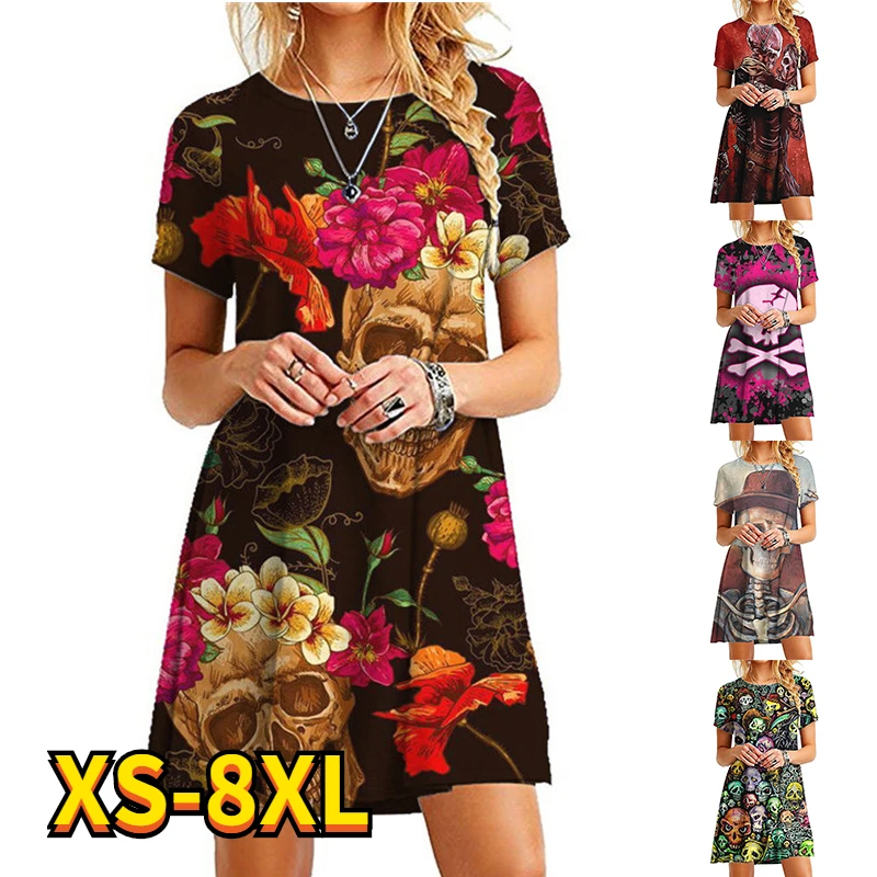 2022 Summer Women's Abstract Flower Printed Painting Dress Round Neck Fational Casual Skul Dress New Design Skirt Female Dress
2022 Summer Women's Abstract Flower Printed Painting Dress Round Neck Fational Casual Skul Dress New Design Skirt Female Dress