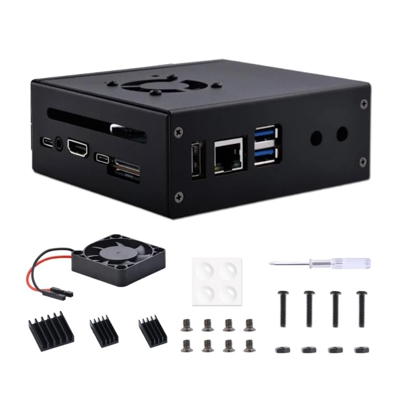 Metal Enclosure with Cooling Fan and Aluminum Heat Dissipators for OrangePi 5/5B Drop Shipping
Metal Enclosure with Cooling Fan and Aluminum Heat Dissipators for OrangePi 5/5B Drop Shipping