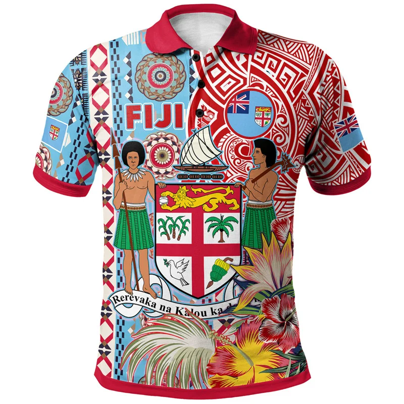 Летняя футболка-поло с 3D-принтом FijiRugby Fijian Pride рубашка-поло графическим принтом на