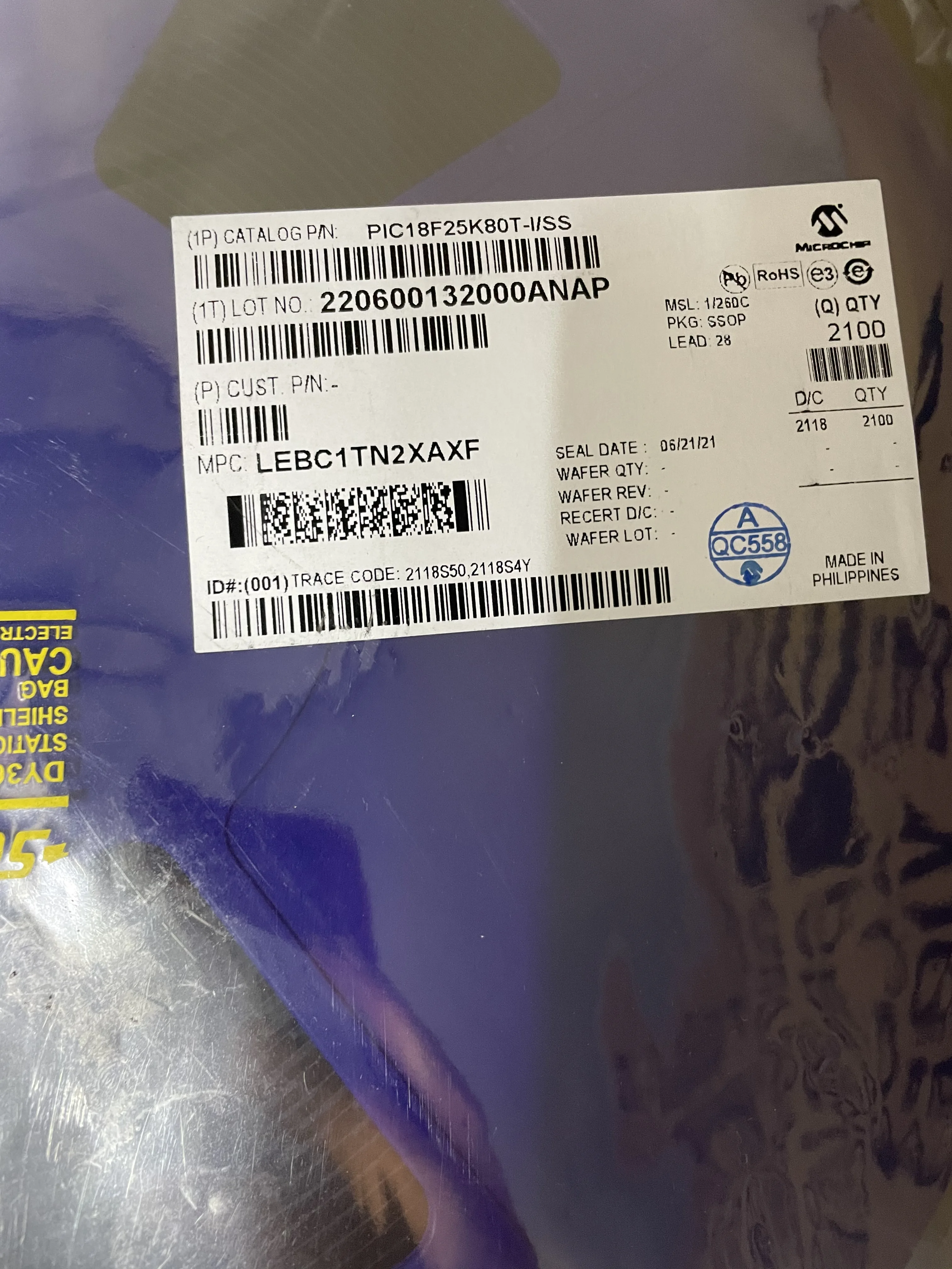 PIC18F25K80T-I/SS SSOP-28 Power supply voltage 1.8V ~ 5.5V New original stock
PIC18F25K80T-I/SS SSOP-28 Power supply voltage 1.8V ~ 5.5V New original stock