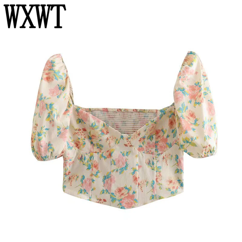 WXWT Women Floral Print Cropped Blouses Square Collar Short Sleeve Shirts Female Summer All-Match Tops OZZ1480
WXWT Women Floral Print Cropped Blouses Square Collar Short Sleeve Shirts Female Summer All-Match Tops OZZ1480