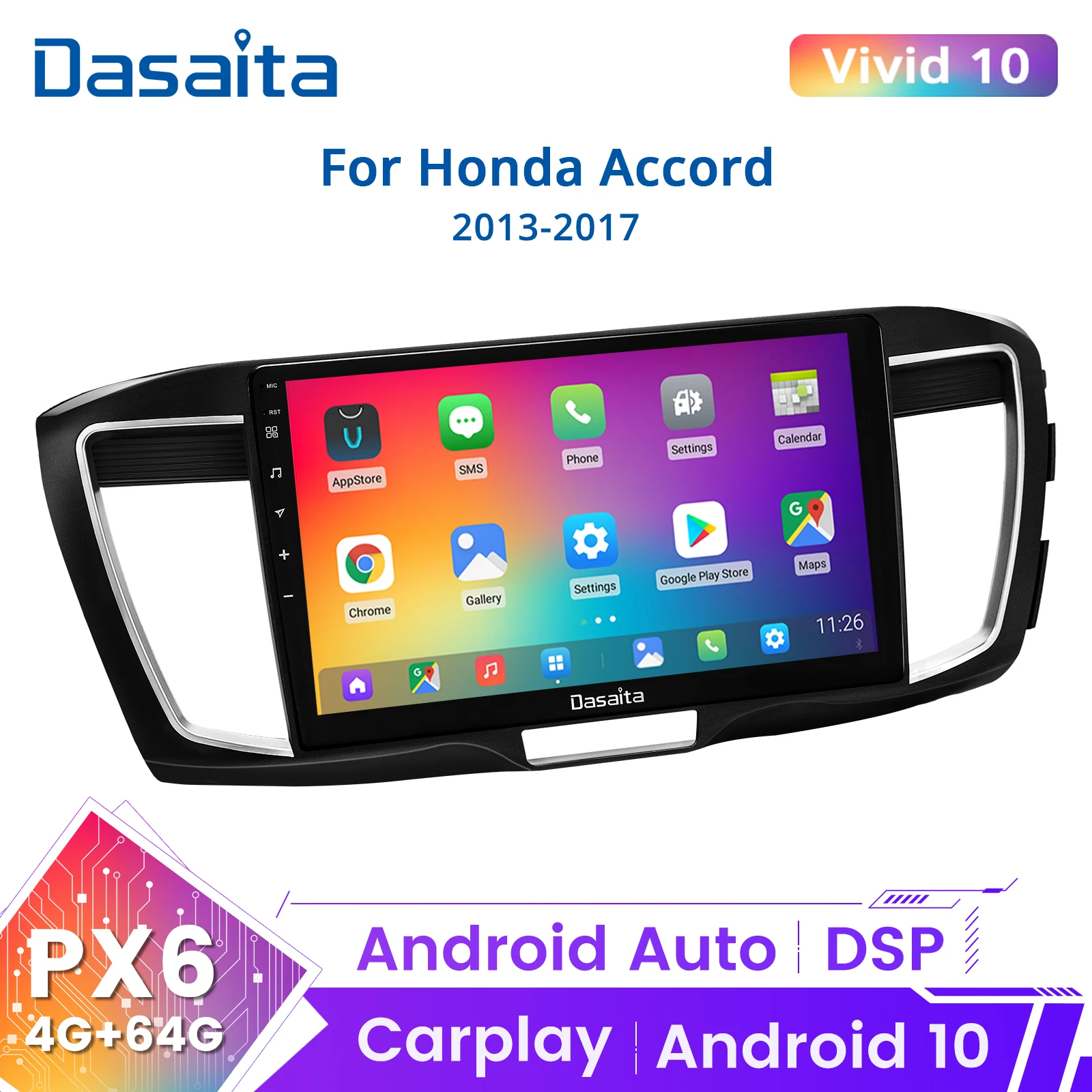 Dasaita Vivid 1 Din Car Radio for Honda Accord 2013 2014 2015 2016 2017 9th Gen Apple Carplay Android 10.2" Auto GPS Head unit
Dasaita Vivid 1 Din Car Radio for Honda Accord 2013 2014 2015 2016 2017 9th Gen Apple Carplay Android 10.2" Auto GPS Head unit