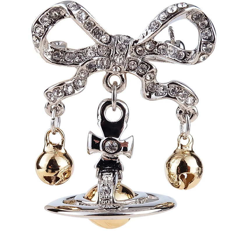 Pop Vivienne West Queen Full Diamond Bow Bell Saturn Brooch For Fashion Women Jewelry NANA Punk Style Ins Same Collar Pin Gift
Pop Vivienne West Queen Full Diamond Bow Bell Saturn Brooch For Fashion Women Jewelry NANA Punk Style Ins Same Collar Pin Gift