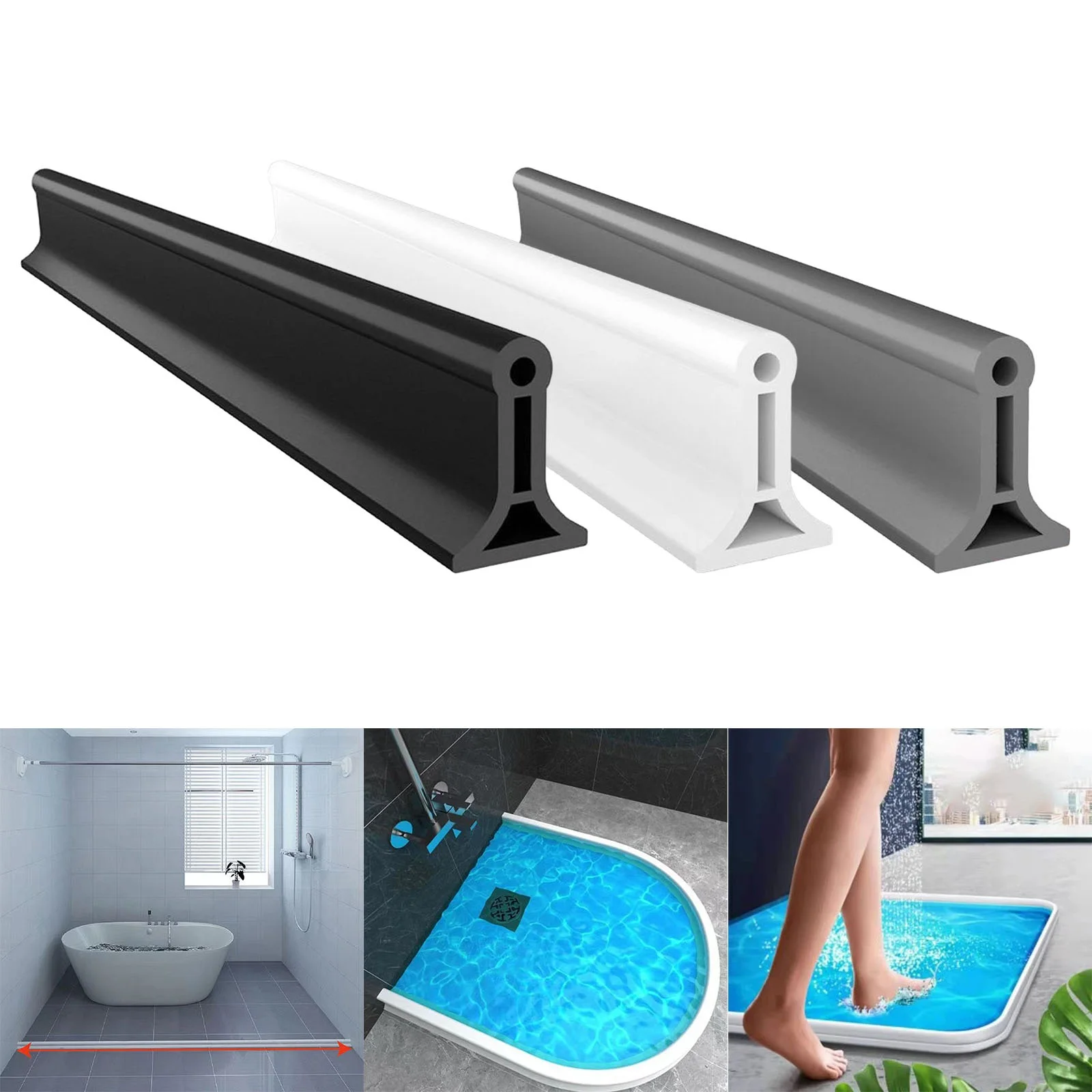 Bathroom Water Stopper Rubber Silicone Shower Barrier Water Stopper Bathroom Waterproof Strip Dry&Wet Separation Flood Barrier
Bathroom Water Stopper Rubber Silicone Shower Barrier Water Stopper Bathroom Waterproof Strip Dry&Wet Separation Flood Barrier