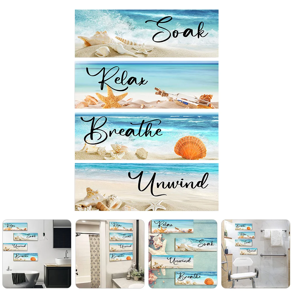 4 Pcs Decorations House Sea Signs For Home Beach Wood Wall Bathroom Listing
4 Pcs Decorations House Sea Signs For Home Beach Wood Wall Bathroom Listing