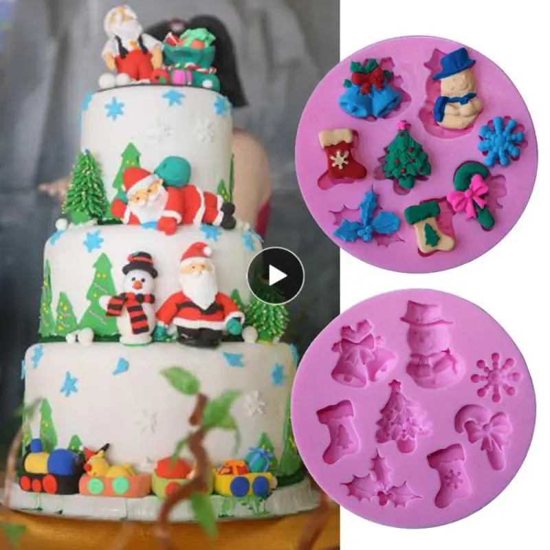 

Drop shipping NewChristmas Cute Snowman Snowflake Sock Silicone Cake Mold DIY Chocolate Jelly Mold Cookie Baking Mould