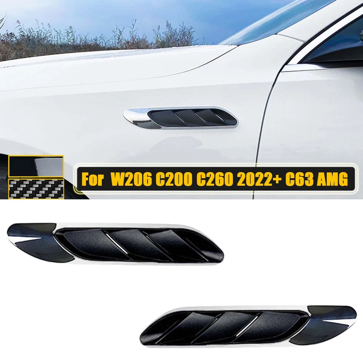 2PCS W206 Side Air Vent Fender Cover Sticker Trim Decoration For Mercedes Benz C Class C200 C260 C63 AMG 2022+ Car Accessories
2PCS W206 Side Air Vent Fender Cover Sticker Trim Decoration For Mercedes Benz C Class C200 C260 C63 AMG 2022+ Car Accessories