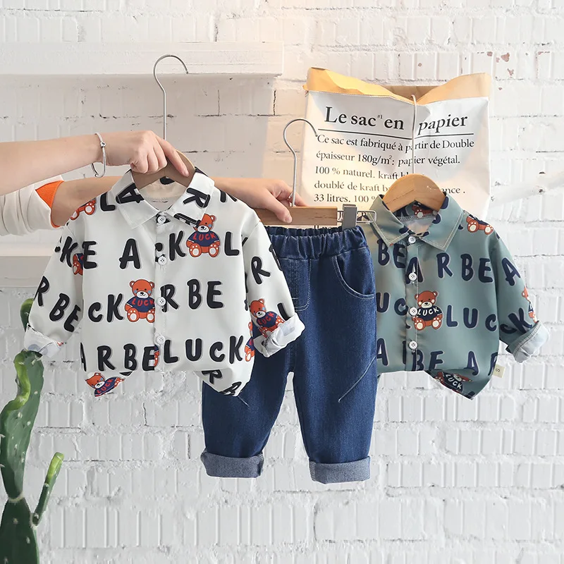 Baby Boys Handsome Clothes Sets Autumn Spring Infant Kids Cartoon Letter Lapel Shirt+Denim Pants Toddler Fashion 2PCS Outfits
Baby Boys Handsome Clothes Sets Autumn Spring Infant Kids Cartoon Letter Lapel Shirt+Denim Pants Toddler Fashion 2PCS Outfits
