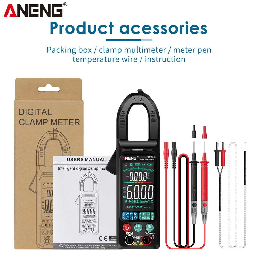 Digital Clamp Meter 6000 Counts Auto Range Multimeter DC/AC Voltage Current Frequency Meter NCV Induction Test digital digital
Digital Clamp Meter 6000 Counts Auto Range Multimeter DC/AC Voltage Current Frequency Meter NCV Induction Test digital digital