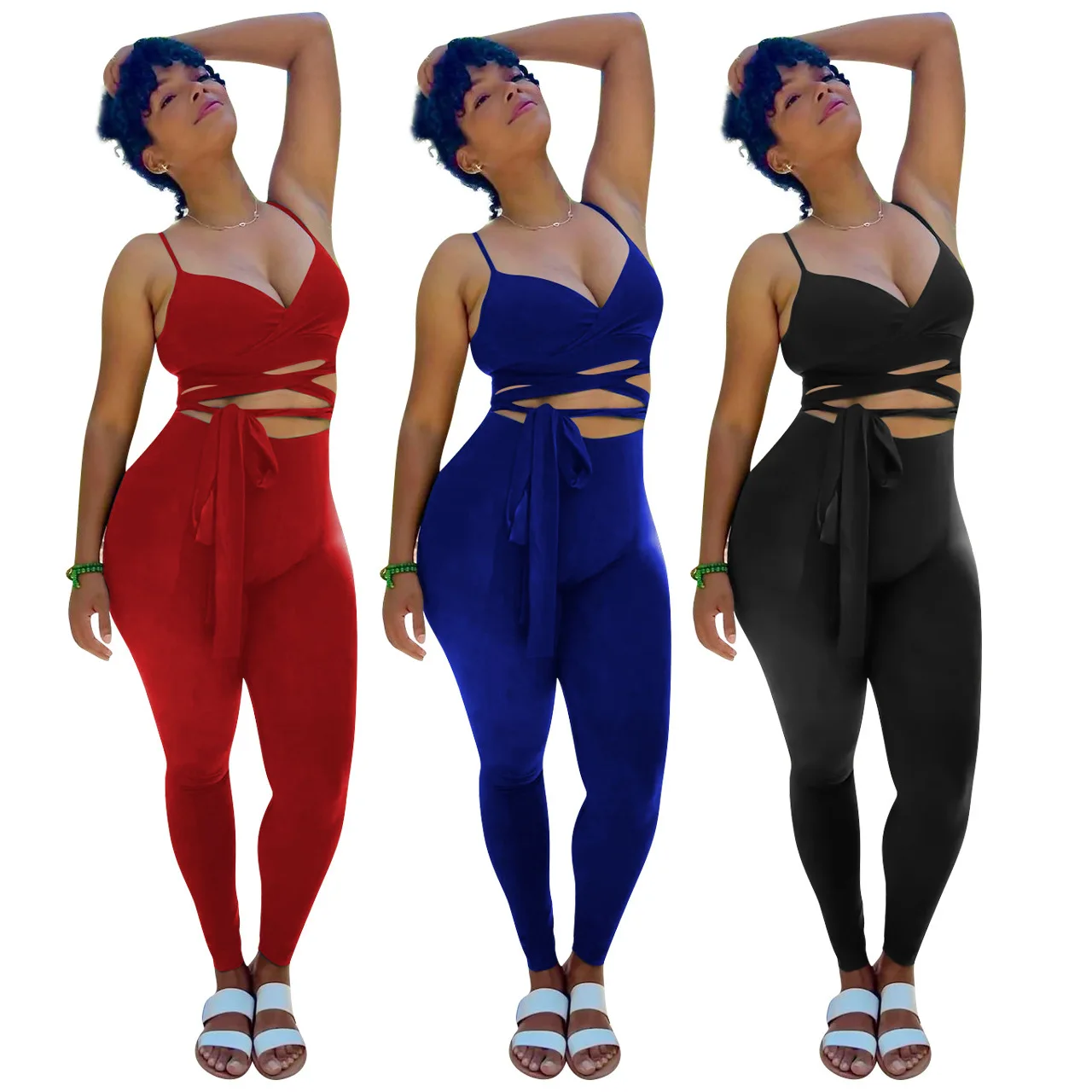 Strap Bandage Solid Tracksuit Women Sexy V Neck Sling Lace Up Crop Top + Pants Suits Two Piece Set Club Outfits Streetwear Femme
Strap Bandage Solid Tracksuit Women Sexy V Neck Sling Lace Up Crop Top + Pants Suits Two Piece Set Club Outfits Streetwear Femme
