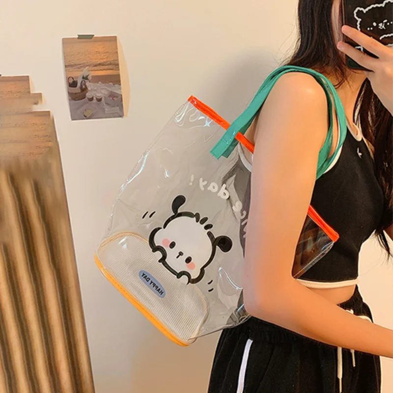 Kawaii Sanrio Pachacco PVC Jelly Bag Cosmetic Storage Bags Girl Heart Transparent Water Proof Shoulder Handbag Exquisite Gifts
Kawaii Sanrio Pachacco PVC Jelly Bag Cosmetic Storage Bags Girl Heart Transparent Water Proof Shoulder Handbag Exquisite Gifts