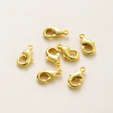 10Pcs 10/12/15mm 14K/18K Gold Plated Brass Lobster Clasps for DIY Bracelets Necklace Jewelry Making Accessories Supplies