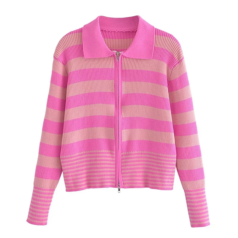 2022 Autumn Women Fashion Striped Knitted Cardigan Casual Long Sleeve Lapel Female Short Outerwear Chic Top DWDD22093
2022 Autumn Women Fashion Striped Knitted Cardigan Casual Long Sleeve Lapel Female Short Outerwear Chic Top DWDD22093