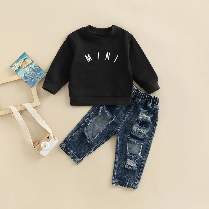 Toddler Baby Boys 2Pcs Fall Outfits Long Sleeve Letter Print Pullover Tops and Jeans Set
Toddler Baby Boys 2Pcs Fall Outfits Long Sleeve Letter Print Pullover Tops and Jeans Set