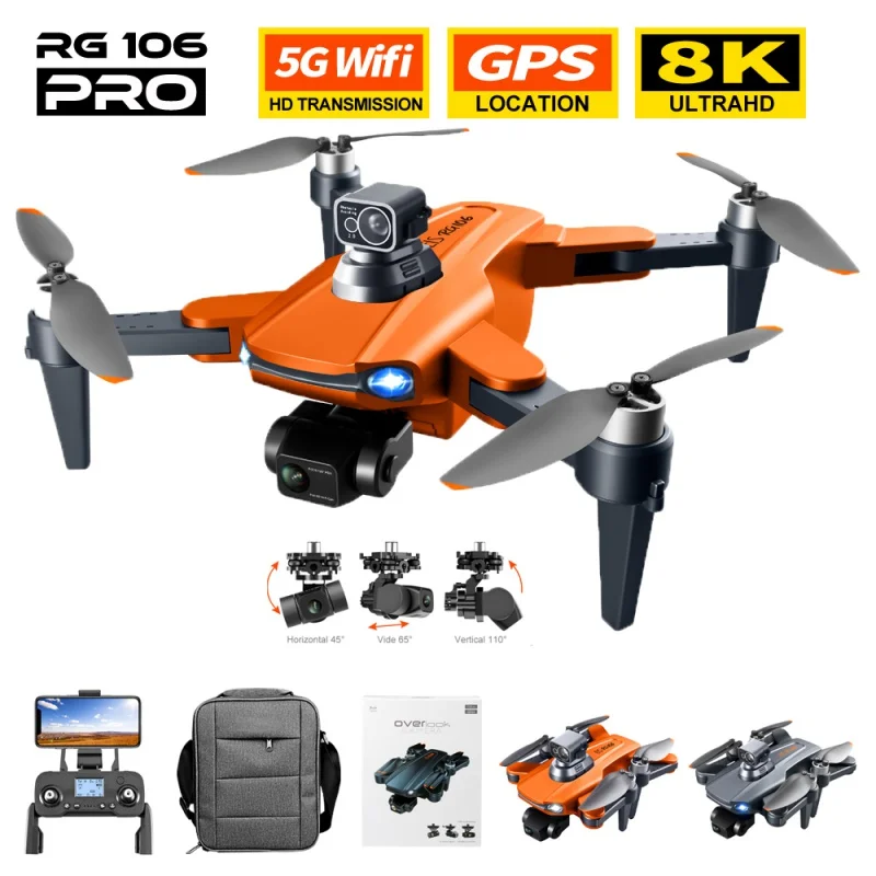 

RG106 Pro 8K Professional Camera Dron 360 Obstacle Avoidance 3 Aix Gimbal Brushless Quadcopter 5G GPS Drone