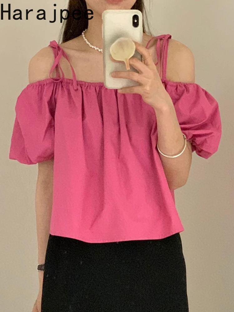 Harajpee Slash Neck Women Shirt Loose Casual Short Puff Sleeve Sling Pullover Summer New 2022 Korean Chic Solid Simple Tops
Harajpee Slash Neck Women Shirt Loose Casual Short Puff Sleeve Sling Pullover Summer New 2022 Korean Chic Solid Simple Tops