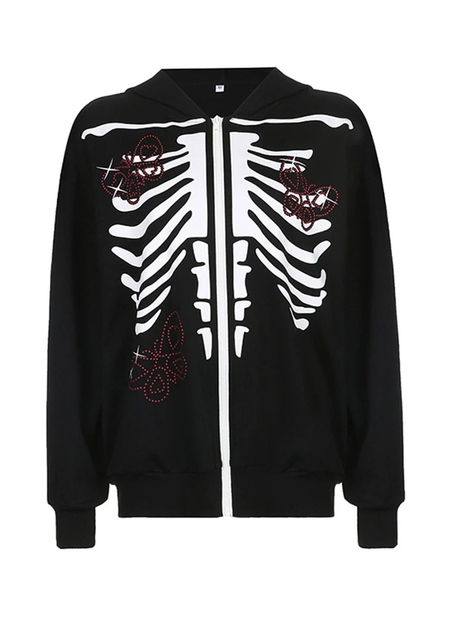 Женская толстовка с длинным рукавом и принтом скелета 
Женская толстовка с длинным рукавом и принтом скелета