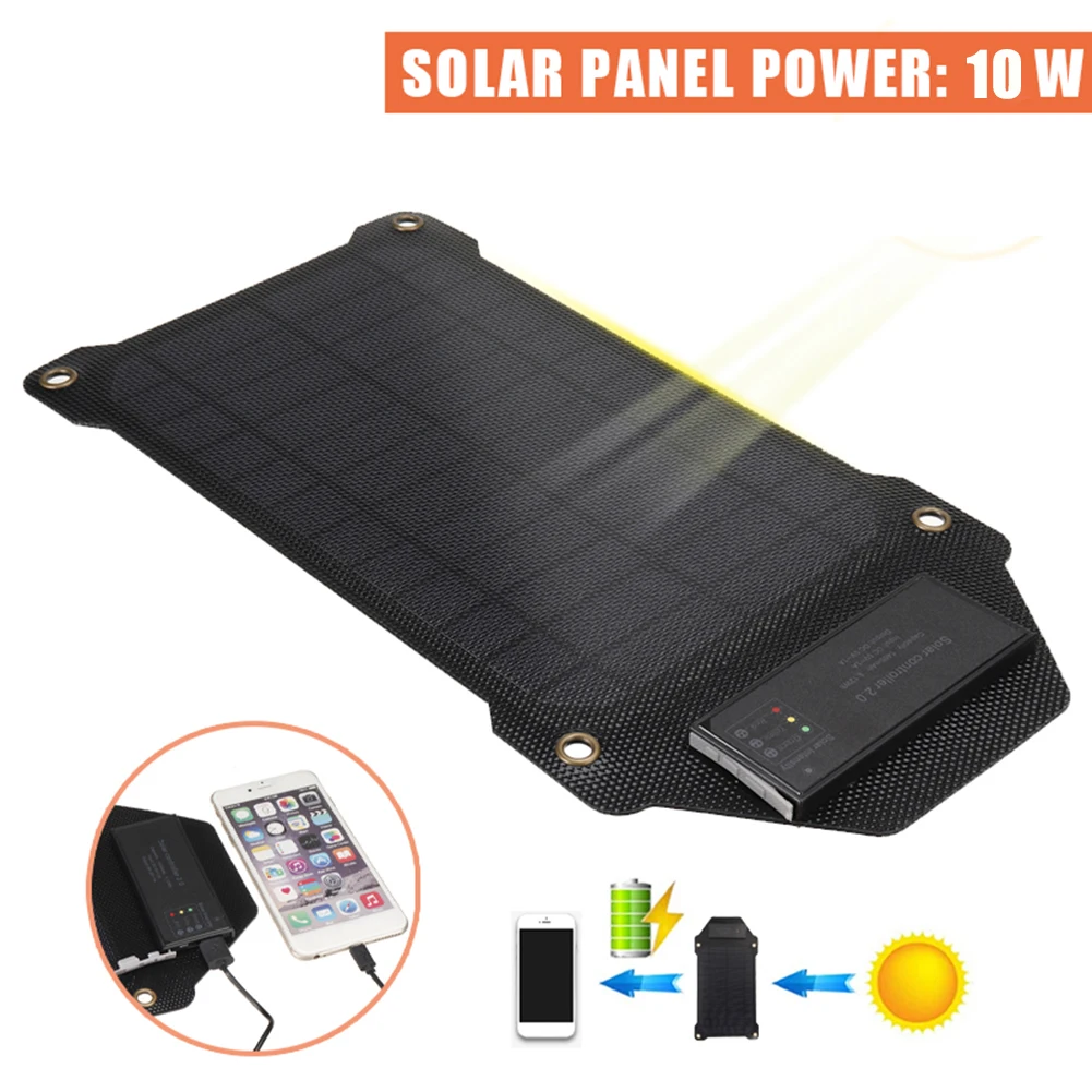 USB 5V 10W Portable Solar Charger Waterproof Monocrystalline Silicon Solar Panel Kit with 2 Carabiner Outdoor Phone Power Bank
USB 5V 10W Portable Solar Charger Waterproof Monocrystalline Silicon Solar Panel Kit with 2 Carabiner Outdoor Phone Power Bank
