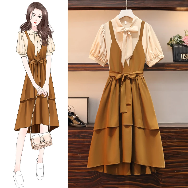 2022 New Summer Fake Two-piece Dress Women's Clothing Elegant Retro Cute Short Sleeve Dress J95
2022 New Summer Fake Two-piece Dress Women's Clothing Elegant Retro Cute Short Sleeve Dress J95