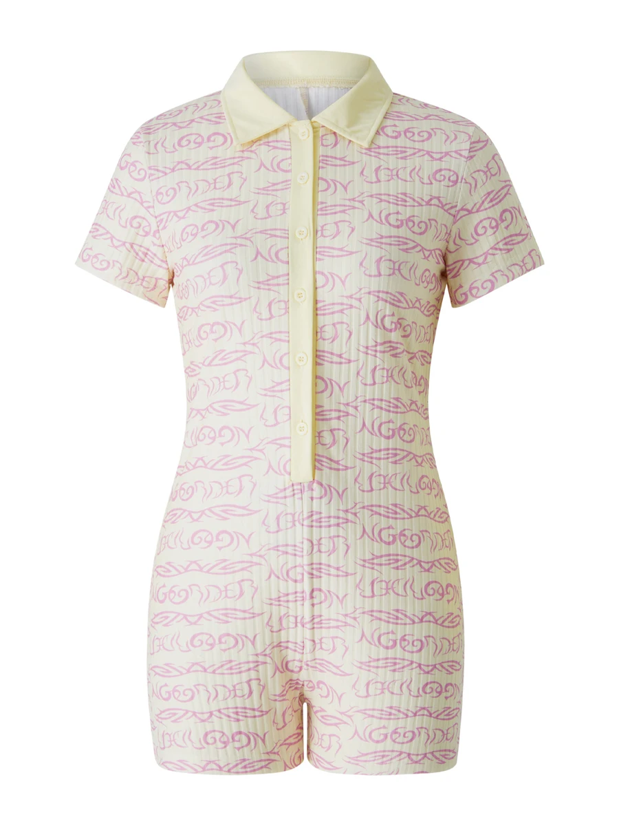 Women Casual Summer Short Jumpsuit Printed Turn-Down Collar Button Short Sleeve Romper Bodysuit Playsuit
Women Casual Summer Short Jumpsuit Printed Turn-Down Collar Button Short Sleeve Romper Bodysuit Playsuit
