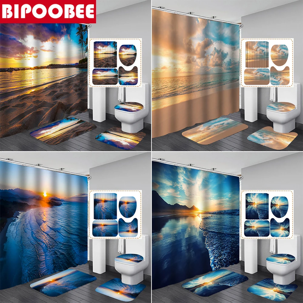 3D Beach Shower Curtain Modern Bathroom Curtains Set Ocean Sea Bath Mats Rugs Toilet Lid Cover Non-slip Carpet Home Decor
3D Beach Shower Curtain Modern Bathroom Curtains Set Ocean Sea Bath Mats Rugs Toilet Lid Cover Non-slip Carpet Home Decor