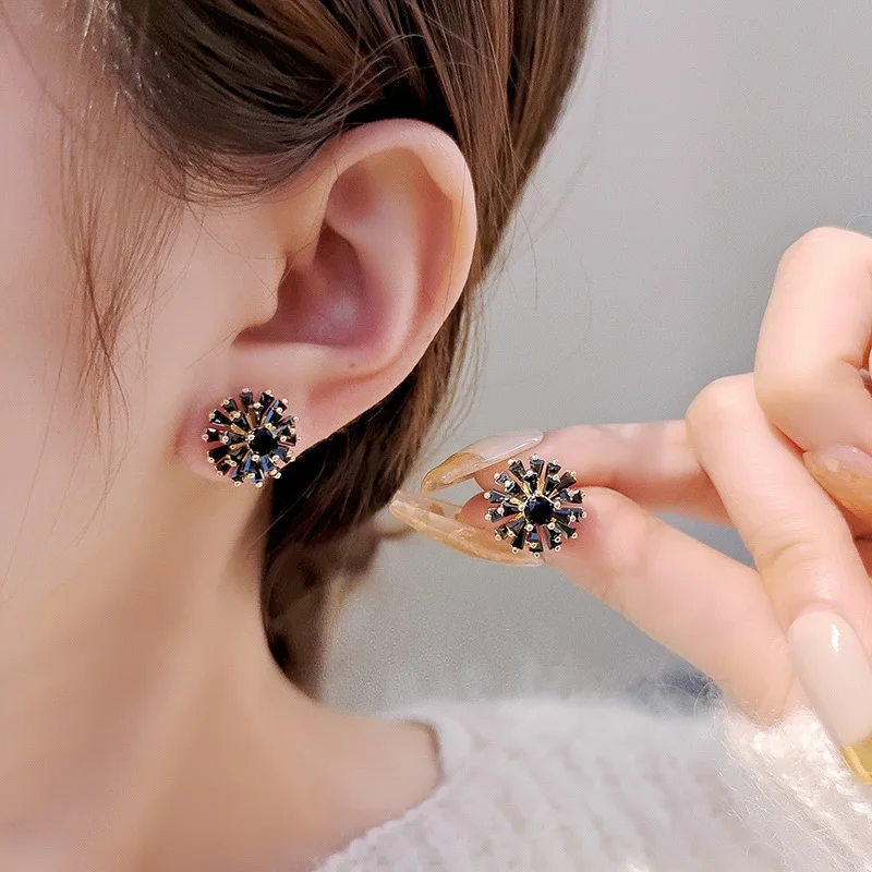 

Korean Minority Design Aesthetic Snowflake Temperament Gentle Senior Fashion Luxury Metal Earrings for Girls.