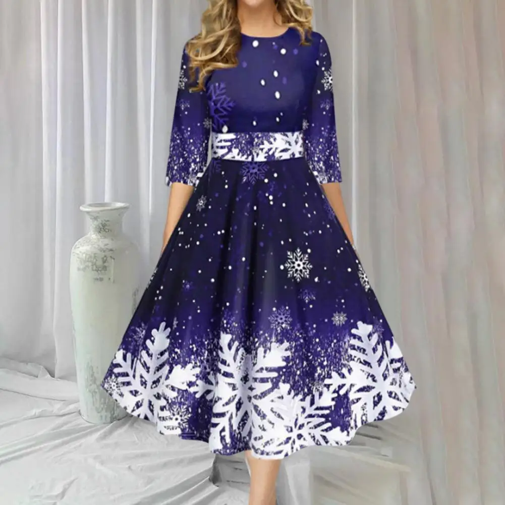 Fashion Christmas Dress Stretchy Retro Dress O-Neck Women Christmas Snowflake Print Autumn Casual Dress Dressing Up
Fashion Christmas Dress Stretchy Retro Dress O-Neck Women Christmas Snowflake Print Autumn Casual Dress Dressing Up