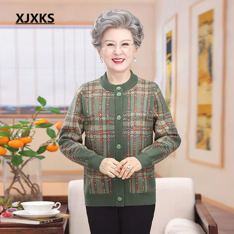 XJXKS, новинка зимы 2022, женский кардиган, Женская куртка, одежда для мам среднего возраста, Женская куртка
XJXKS, новинка зимы 2022, женский кардиган, Женская куртка, одежда для мам среднего возраста, Женская куртка